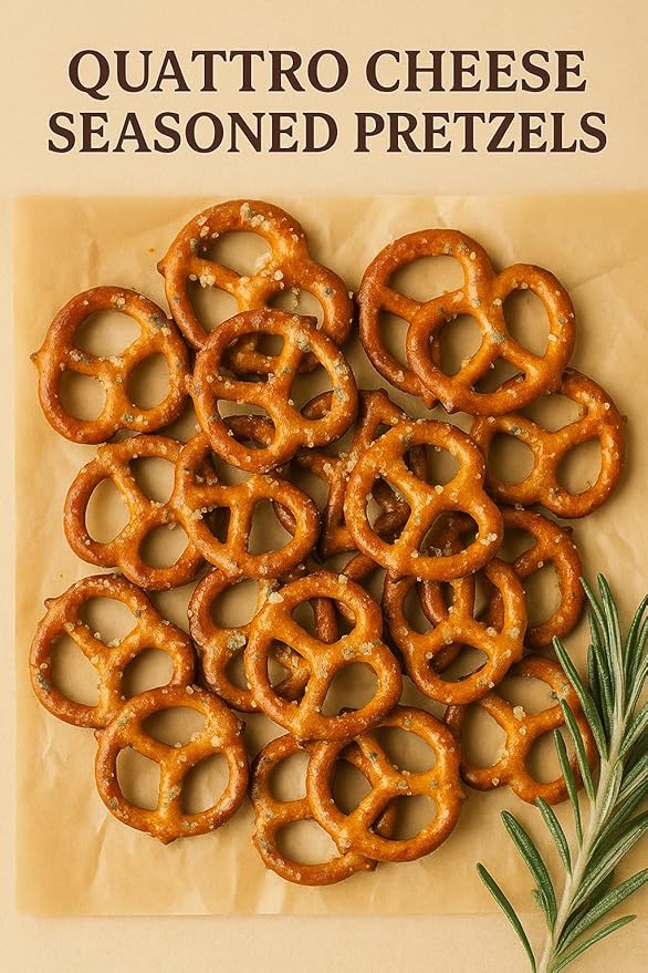 Quattro Cheese Flavored Pretzels, Korean Crunchy Snack, Cheese Blend Flavor, Bold and Savory