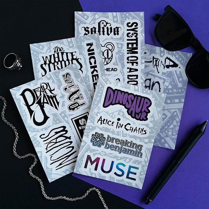 36Pcs Grunge Stickers, 90's Grunge Music, Rock Stickers, Rock Band Decals, Music Gifts for Men and Women