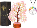 YATSKIA Rose Quartz Tree - Quartz Crystal Tree for Positive Energy - Birthday Gifts for Women - Feng Shui Decor - Gemstone Home Decor - Pink Desk Accessories