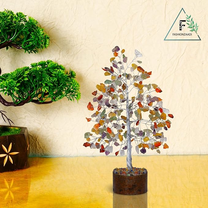 FASHIONZAADI 7 Chakra Tree of Life - Crystal Tree for Positive Energy, Feng Shui Home Decor, Wire Bonsai, Crystal Decor - Spiritual Gift, Meditation
