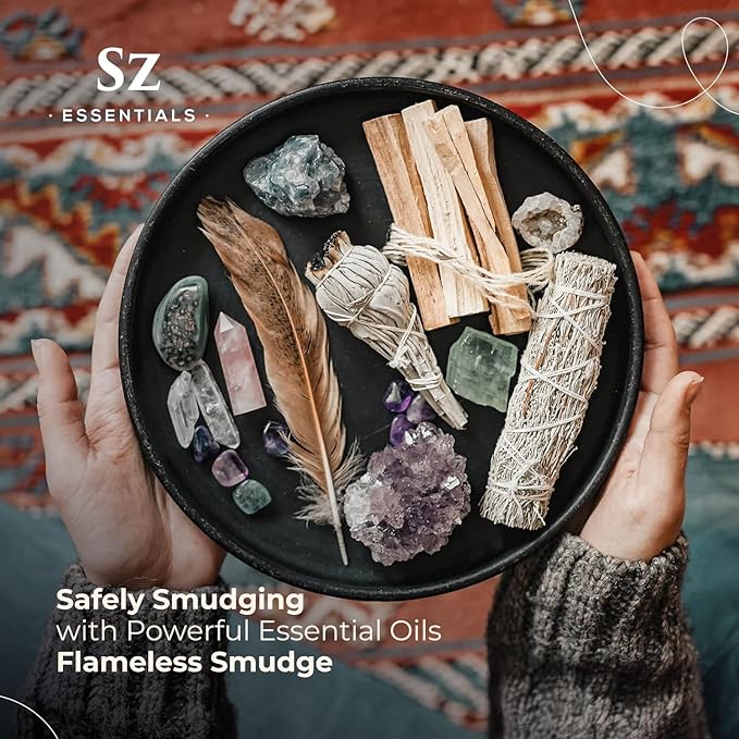 Shamanic Smudge for Diffuser - Flameless Smudging - 100% Pure Essential Oils Blend - Fresh & Herbal Scent with Sweet and Smoky Overtones - Therapeutic Grade & Vegan - 0.17oz (5ml)