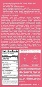LIAF Apple Cider Vinegar Powder Loaded Tea Packets | Korean Fermented ACV with Mother | Travel Size Instant Dissolving Drink Mix | Sugar Free Energy Boost | Lychee Flavor 10 Count