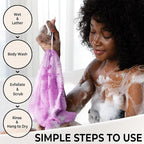 African Net Sponge Authentic - Real African Exfoliating Body Scrubber Sponge with Knots - Shower Washcloths for Exfoliator - Body Care Bathing Accessories