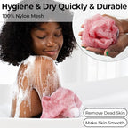 African Net Sponge Authentic - Afro Scrub Exfoliating Net Sponge with Knots - African Bath Sponges for Body Scrubber Exfoliator - Back Scrubber for Shower Bathing Accessories