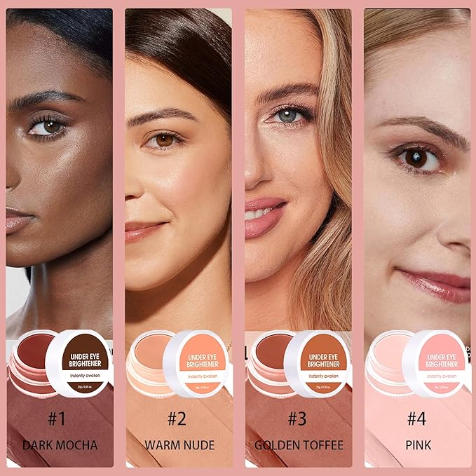 Under Eye Brightener Concealer, Long-Lasting Hydrating and Waterproof Color Corrector for Dark Circles, Full Coverage Lightweight Undereye Brightening Cream with Puff & Concealer Pen, #02 Warm Nude