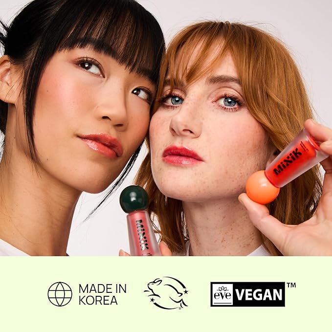 MIXIK Plumping Lip Ampoule, Hydrating Lip Gloss Plumping Ampoule made with Shea Butter & Argan Kernel Oil leaving Lips Plump, Smooth and Glossy, promotes Vibrant High-Gloss Plump Lips (Poppy Plump)