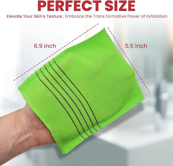 Anti-Shrink Korean Asian Exfoliating Bath Washcloths Mitt Scrub for Body washcloth Glove Premium Viscose Rayon Onsen Towel Korea Made (6PACK)