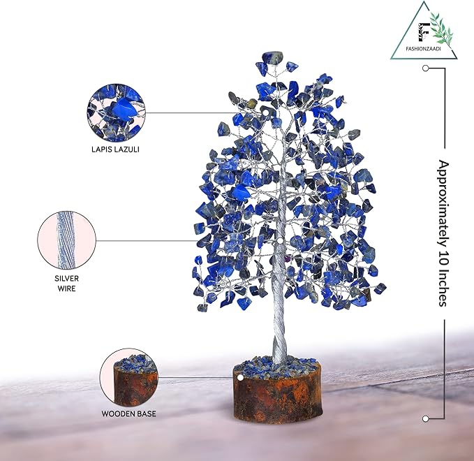 FASHIONZAADI Lapis Lazuli Tree - Crystal Chakra Tree of Life - Gemstone Feng Shui Decor - Chakra Home Decor - Crystal Gifts for Women, Spiritual Gift