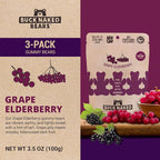 Buck Naked Bears - Grape Elderberry Gummy Bears - Soft, Smooth, and Sweeter Like a Fruit Snack - Plant-Based Gummies Good Snack Choice - Non-GMO - Clean Label Gummy Candy, Vegan - 3.5oz 3-Pack