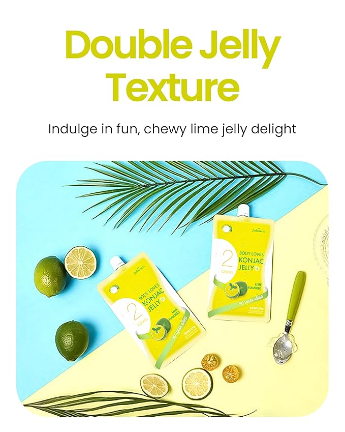 Jadamsun Konjac Jelly Juice (Lime, 10 pcs) - Delicious Low-Calorie Healthy Korean Snack, Drinkable Fruit Snack, Sugar-Free, Vegan, Gluten-Free