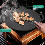Korean BBQ Grill, Nonstick Round Griddle Pan with Bag, 12 Inch 6 Layer Coating BBQ Griddle, Cast Iron Griddles for Stove Top, Induction, Outdoor Camping, Tawa Roti Pan
