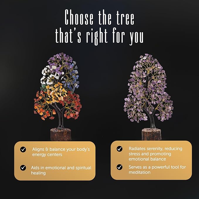 FASHIONZAADI 7 Chakra Tree of Life, Crystals and Healing Stones, Birthday Gifts for Women - Crystal Tree for Positive Energy, Home Office Decor, Spiritual Gifts for Women