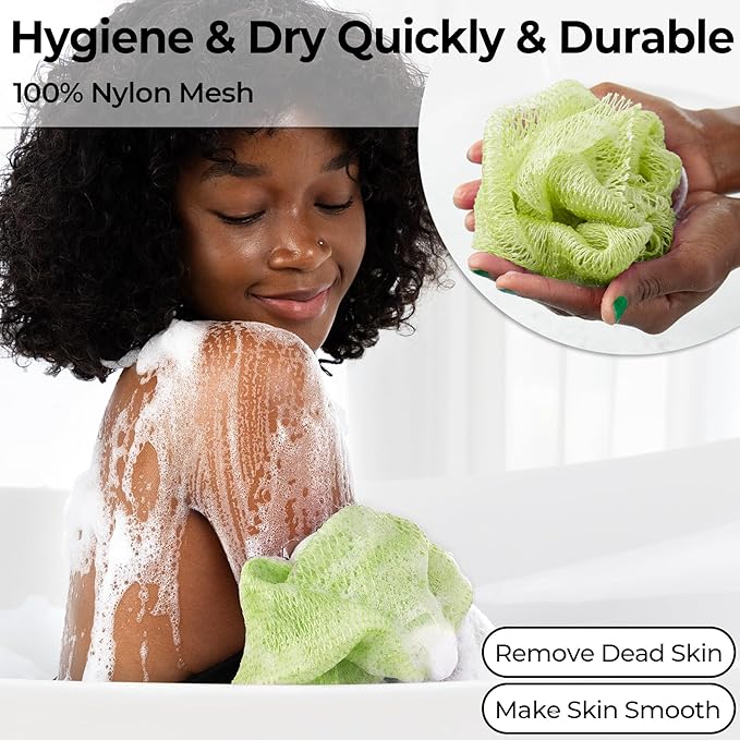 African Net Sponge Authentic - Afro Scrub Exfoliating Net Sponge with Knots - African Bath Sponges for Body Scrubber Exfoliator - Back Scrubber for Shower Bathing Accessories