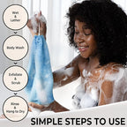 African Net Sponge Authentic - Afro Scrub Exfoliating Net Sponge with Knots - African Bath Sponges for Body Scrubber Exfoliator - Back Scrubber for Shower Bathing Accessories