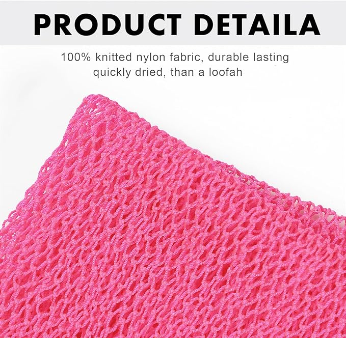 African Net Long Bath Net Sponge,JASSINS African Bathing Body Exfoliating Net Shower Body/ Back Scrubber Skin Smoother,Stretch Length to 66 INCH (Pink)