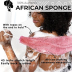 African Net Sponge Authentic - Afro Scrub Exfoliating Net Sponge with Knots - African Bath Sponges for Body Scrubber Exfoliator - Back Scrubber for Shower Bathing Accessories