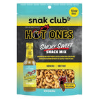 Snak Club x Hot Ones Snack Mix, Smoky Sweet, Spicy Snacks with Peanuts, Pretzels, Sesame Sticks, Toasted Corn, Cashews, Inspired by Hot Ones, Vegan Snack, 10 oz Resealable Bag
