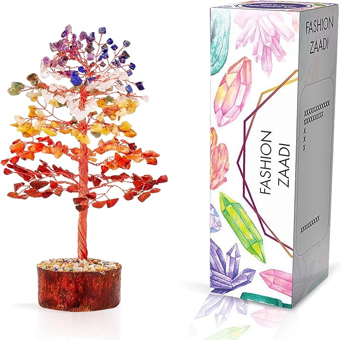 FASHIONZAADI Premium Crystal Tree of Life – 7 Chakra Tree for Healing, Harmony, Positive Energy, Luck & Manifestation – Spiritual Gifts for Women