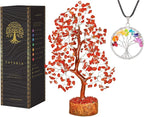 YATSKIA Red Jasper Crystal Tree of Life - Crystals and Stones - Home Office Decor - Desk Accessories - Bonsai Tree - Gemstones and Crystals