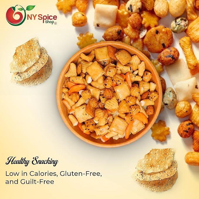 NY SPICE SHOP Oriental Rice Crackers – 1 Pound (16 oz) Oriental Rice Cracker Mix – Japanese Rice Crackers – Oriental Snack Mix – Party Rice Cracker