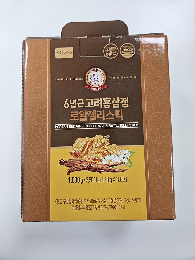 6-Year Korean Red Ginseng Extract & Royal Honey | 100 Sticks | Sweet Flavor | 70mg Ginseng, 15% Australian Honey | Energy, Focus, Fatigue, Immune Support | Daily Supplement for Men & Women