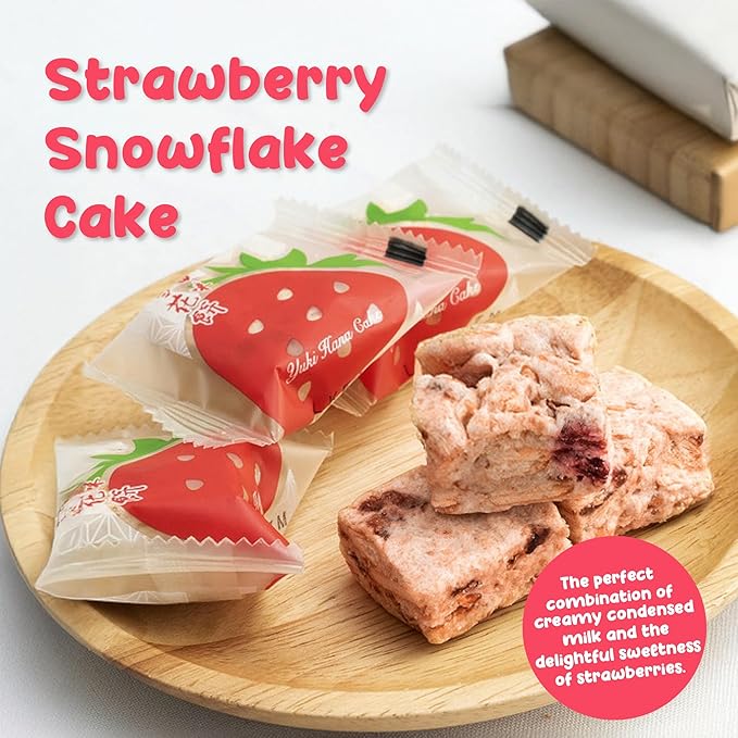 Mayde Shu Shin Bou Snowflake Cake, Taiwanese Snacks, Strawberry Condensed Milk Flavor, 18 count, 1 pack