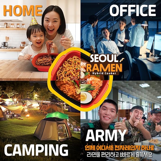 Seoul Ramen Hybrid Cooker | Microwave Ramen in 6 Minutes | Perfect for Korea Ramen, Small Kitchen, or Office | Dishwasher-Safe, Microwaveable, BPA-Free (6 Pack) (Mix)