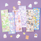 60 Sheets Korean Stickers Kpop Deco Stickers for Photocard Self Adhesive Colorful Stickers Cute Korean Stickers with Rabbit Bear Flower Cake for DIY Arts Craft Cards Scrapbooking Valentine Gift