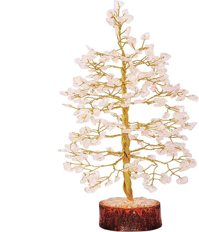 FASHIONZAADI Clear Quartz Gemstone Tree of Life - Handmade Crystal for Positive Energy, Chakra Money Tree Bonsai - Feng Shui Decor, Healing Crystals and Meditation Accessories, Spiritual Gift