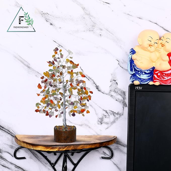 FASHIONZAADI 7 Chakra Tree of Life - Crystal Tree for Positive Energy, Feng Shui Home Decor, Wire Bonsai, Crystal Decor - Spiritual Gift, Meditation