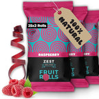 Fruit Rolls by Zest Delites, 100% Natural Healthy Fruit Snacks Bulk for Kids & Adults, Made from Real Raspberry Leather, Vegan, School Lunch Snack, A Twist on Raspberry Strips, 25 Packs