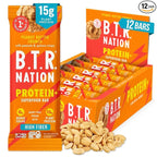 B.T.R Nation Vegan Keto Plant Based High Protein & HIgh Fiber Bars - Peanut Butter Crunch Protein+ | 12 Bars | Low Carb & GF, Free of Sugar Alcohols, Dairy, Soy, with Powerful Superfoods!