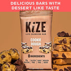 KiZE Energy Bars - Gluten Free, Dairy Free, Non-GMO, and High Protein Meal Replacement Energy Bars, Meal Bar, Clean and Simple Food Ingredients - Cookie Dough, 10g High Protein Snacks, (30 Count)