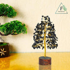 FASHIONZAADI Black Tourmaline Gemstone Tree - Feng Shui Money Bonsai Tree for Home Decor - Black Tourmaline Crystal Spiritual Gift - Good Energy Chakra Stone 10 Inch - Good Luck Stones and Crystals