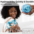 African Net Sponge Authentic - Afro Scrub Exfoliating Net Sponge with Knots - African Bath Sponges for Body Scrubber Exfoliator - Back Scrubber for Shower Bathing Accessories