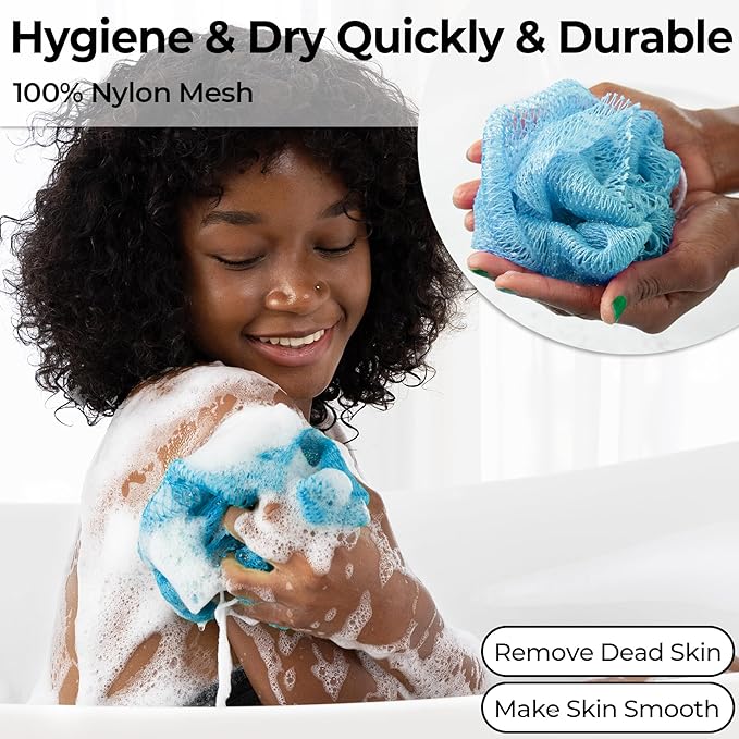 African Net Sponge Authentic - Afro Scrub Exfoliating Net Sponge with Knots - African Bath Sponges for Body Scrubber Exfoliator - Back Scrubber for Shower Bathing Accessories