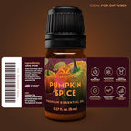 Pumpkin Spice Essential Blend Oil for Diffuser and Humidifier - 100% Pure and Natural - Rich Pumpkin Spice Scent, with Fruity and Spicy Overtones - Vegan - 0.17 floz (5 mL)