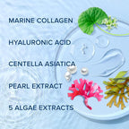 MAREE Collagen Facial Mask with Hyaluronic Acid — Sheet Face Mask Skincare — Centella Asiatica, Green & Red Algae Extract — Hydrating Facemask For Women Skin Care — Mascarillas Para La Cara — 6 Count