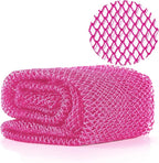 African Net Long Bath Net Sponge,JASSINS African Bathing Body Exfoliating Net Shower Body/ Back Scrubber Skin Smoother,Stretch Length to 66 INCH (Pink)