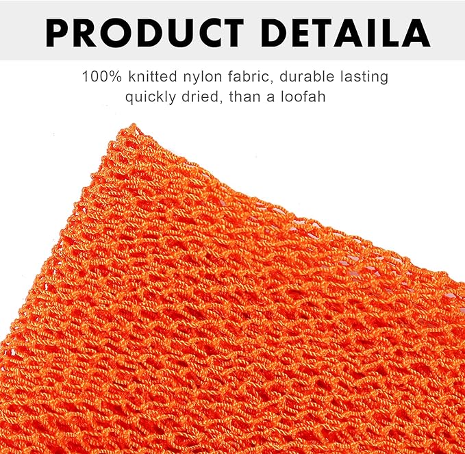 African Net Long Bath Net Sponge,JASSINS Bathing Body Exfoliating Shower Body Back Scrubber Skin Smoother,Stretch Length to 66 INCH(Orange)