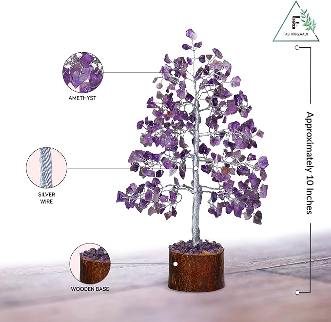 FASHIONZAADI Amethyst Crystals Tree of Life - Stones and Crystals - Bonsai Tree - Good Luck Gifts for Women - Meditation Accessories - Chakra Stones Decor