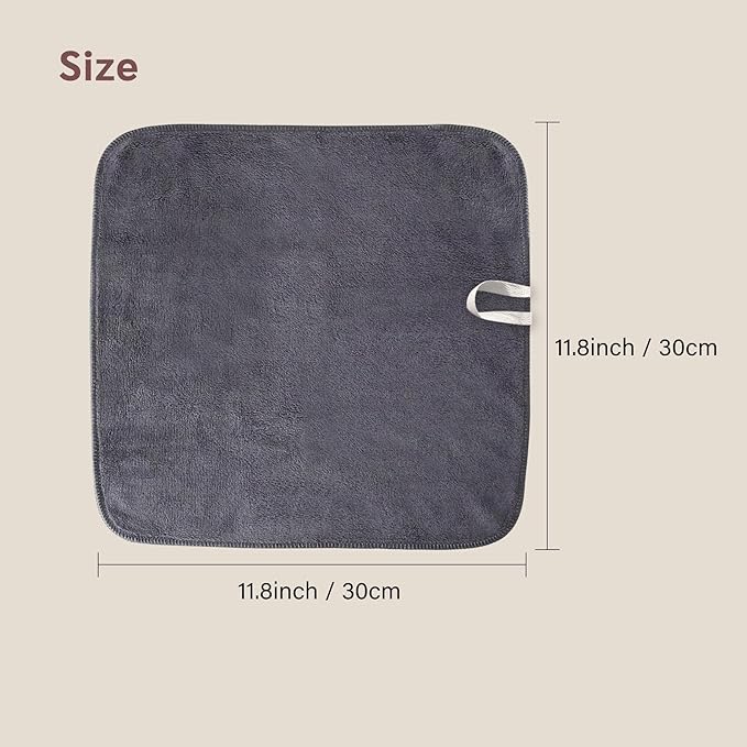 Makeup Remover Cloth 12 x 12 Inch, Reusable Makeup Remover Towels for Washing Face, 6 Pack Washable Microfiber Face Cloth Fast Drying Washcloth, Grey