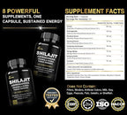 8-in-1 Shilajit for Men & Women with Ashwaganda Himalayan Organic Supplement with Rhodiola Rosea, Ginseng, Turmeric, Mushroom, for Immune Support, Energy, Calm, Focus, Clarity, Sleep, Cortisol