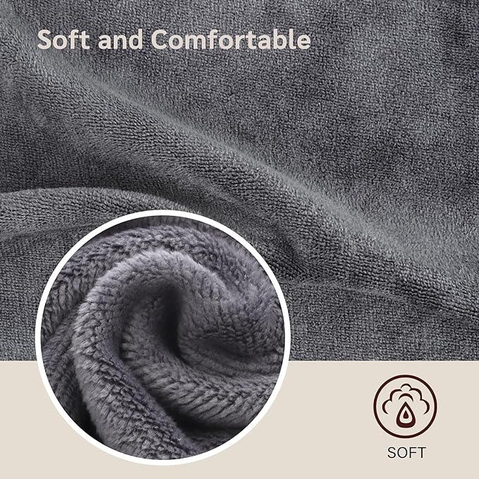 Makeup Remover Cloth 12 x 12 Inch, Reusable Makeup Remover Towels for Washing Face, 6 Pack Washable Microfiber Face Cloth Fast Drying Washcloth, Grey