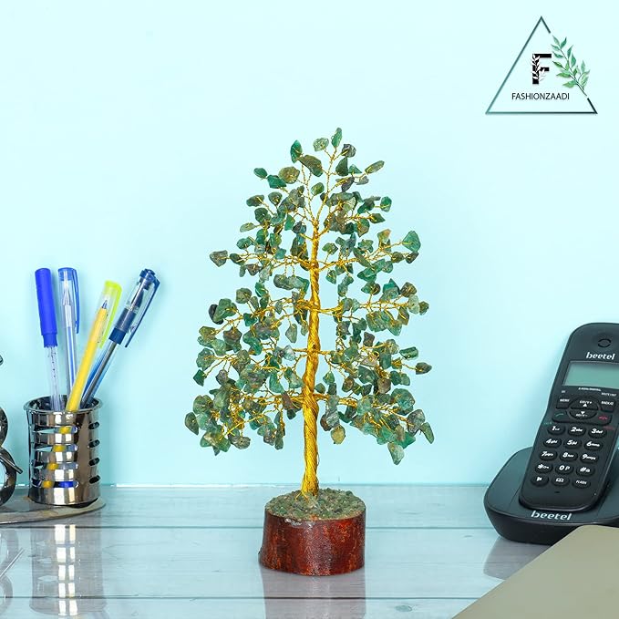 FASHIONZAADI Green Aventurine Crystal Tree, Crystals and Stones, Gem Tree, Healing Gemstones and Crystals Home Decor, Meditation Decor, Spiritual Gifts for Women, Good Luck Gift