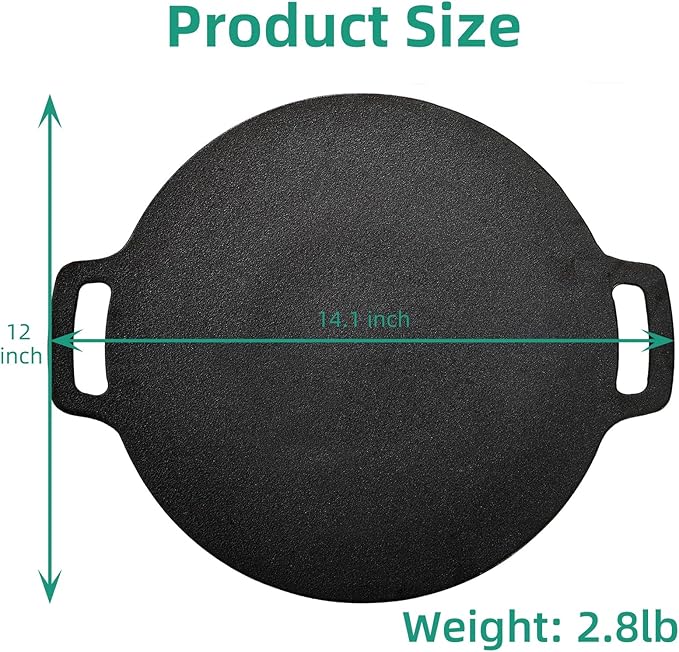 Korean BBQ Grill, Nonstick Round Griddle Pan with Bag, 12 Inch 6 Layer Coating BBQ Griddle, Cast Iron Griddles for Stove Top, Induction, Outdoor Camping, Tawa Roti Pan