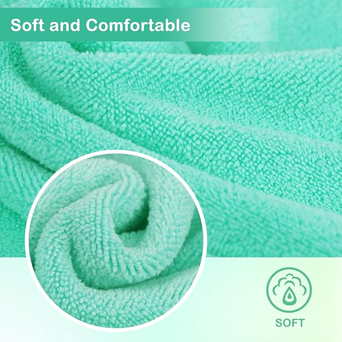 Makeup Remover Cloth 12 x 12 Inch, Reusable Makeup Remover Towels for Washing Face, 6 Pack Washable Microfiber Face Cloth Fast Drying Washcloth, Green