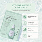 BEYOND Intensive Ampoule Mask 2X Cica with Centella Asiatica for Soothing/Moisturizing Care for Irritated and Sensitive Skin - Hypoallergenic Calming Facial Sheet Masks