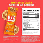 B.T.R Nation Vegan Keto Plant Based High Protein & HIgh Fiber Bars - Peanut Butter Crunch Protein+ | 6 Bars | Low Carb & GF, Free of Sugar Alcohols, Dairy, Soy, with Powerful Superfoods!