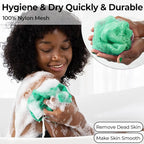 African Net Sponge Authentic - Afro Scrub Exfoliating Net Sponge with Knots - African Bath Sponges for Body Scrubber Exfoliator - Back Scrubber for Shower Bathing Accessories